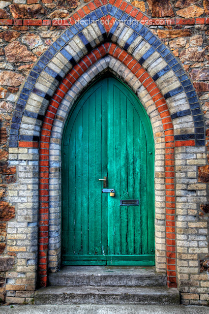 Polychrome brickwork doorway at Howth Pier, County Dublin